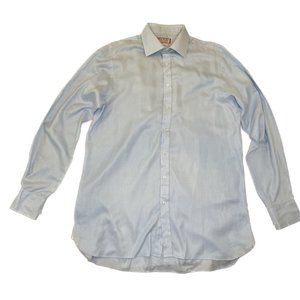 THOMAS PINK Blue Button Up Shirt Size 16.5 - 36.5 Cotton Made In UK